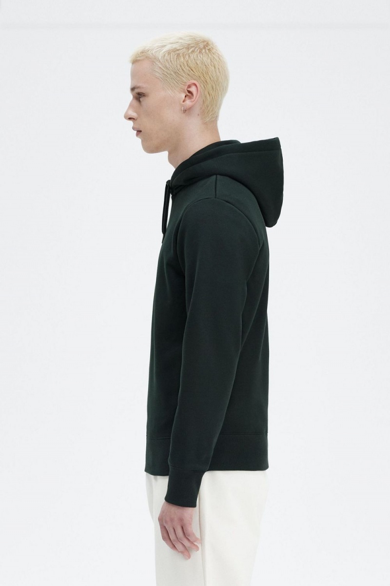 Fred Perry Embroidered Hooded Men's Sweatshirts Night Green | UDEMW2986