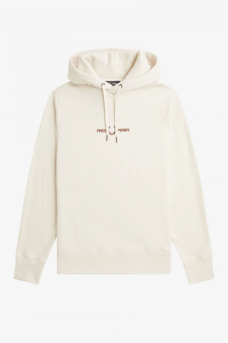 Fred Perry Embroidered Hooded Men's Sweatshirts Beige | ICTMO4237