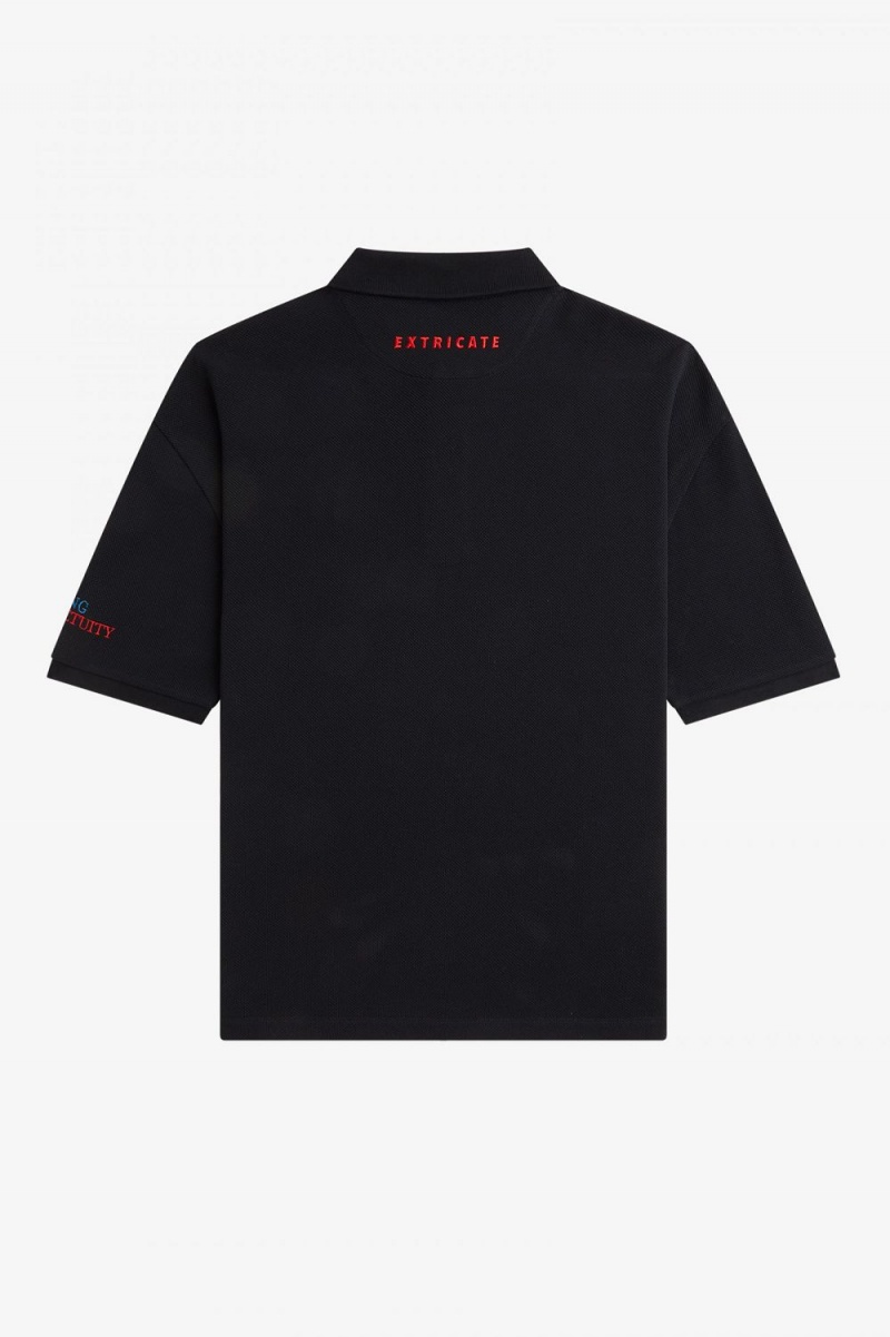 Fred Perry Embroidered Men's Polo Shirt Black | CTGMK2965