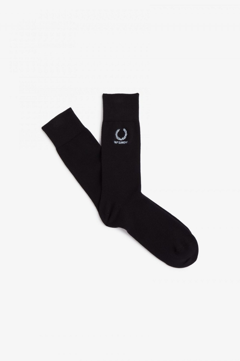 Fred Perry Embroidered Men\'s Socks Black Lapis | BRIXL4153