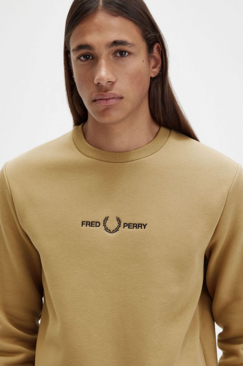 Fred Perry Embroidered Men's Sweatshirts Green | IQOCD3706