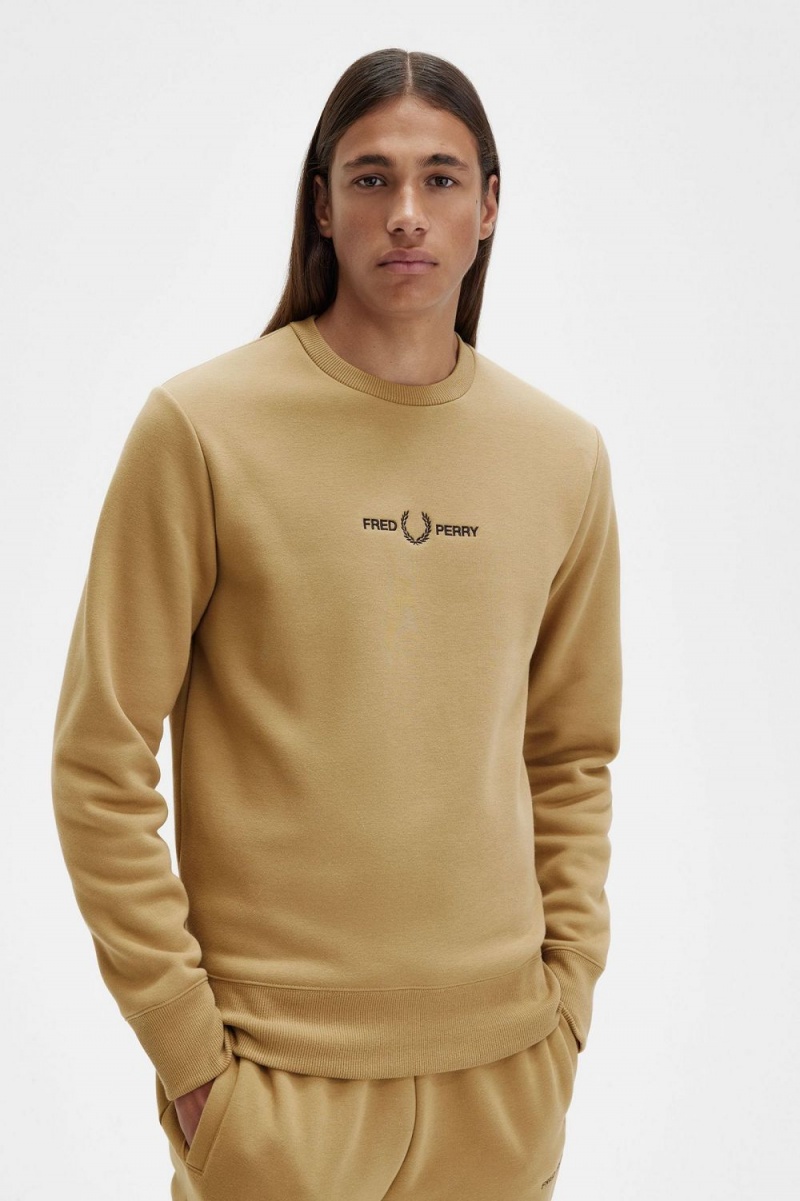 Fred Perry Embroidered Men's Sweatshirts Green | IQOCD3706