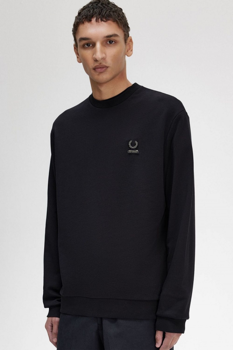 Fred Perry Embroidered Men's Sweatshirts Black | GDUKA8649