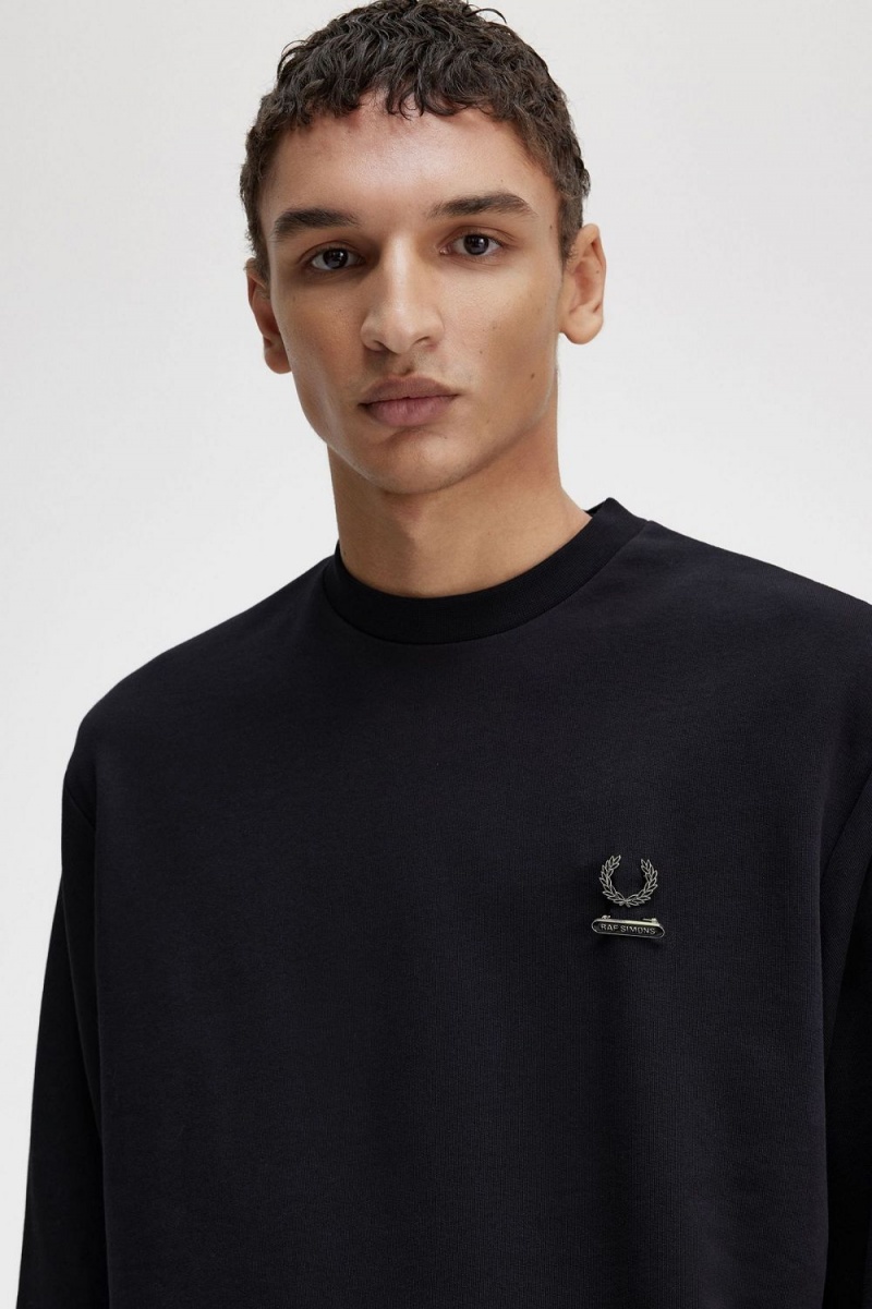 Fred Perry Embroidered Men's Sweatshirts Black | GDUKA8649