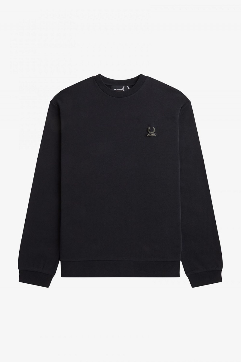 Fred Perry Embroidered Men's Sweatshirts Black | GDUKA8649