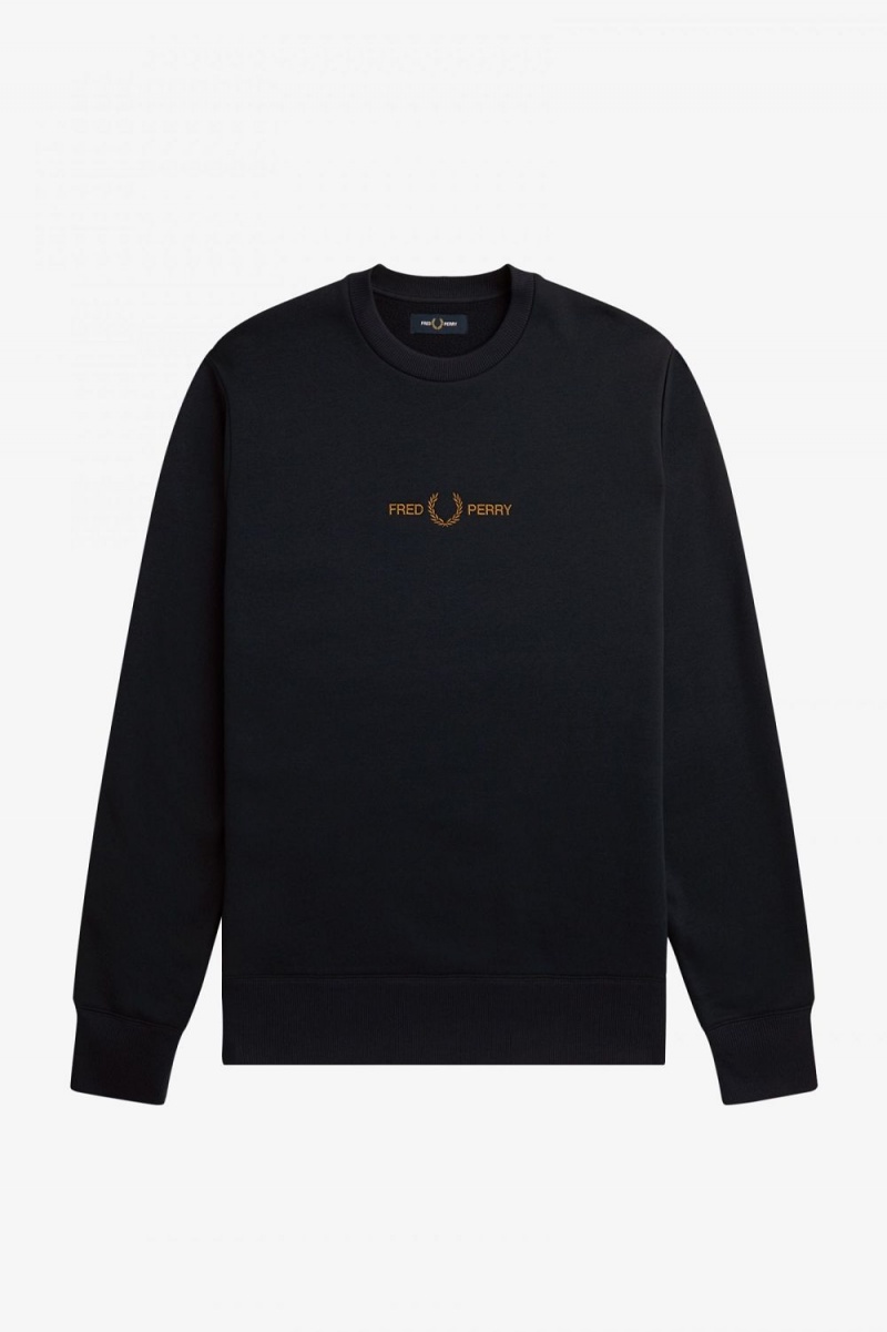 Fred Perry Embroidered Men's Sweatshirts Navy | MULQJ7624