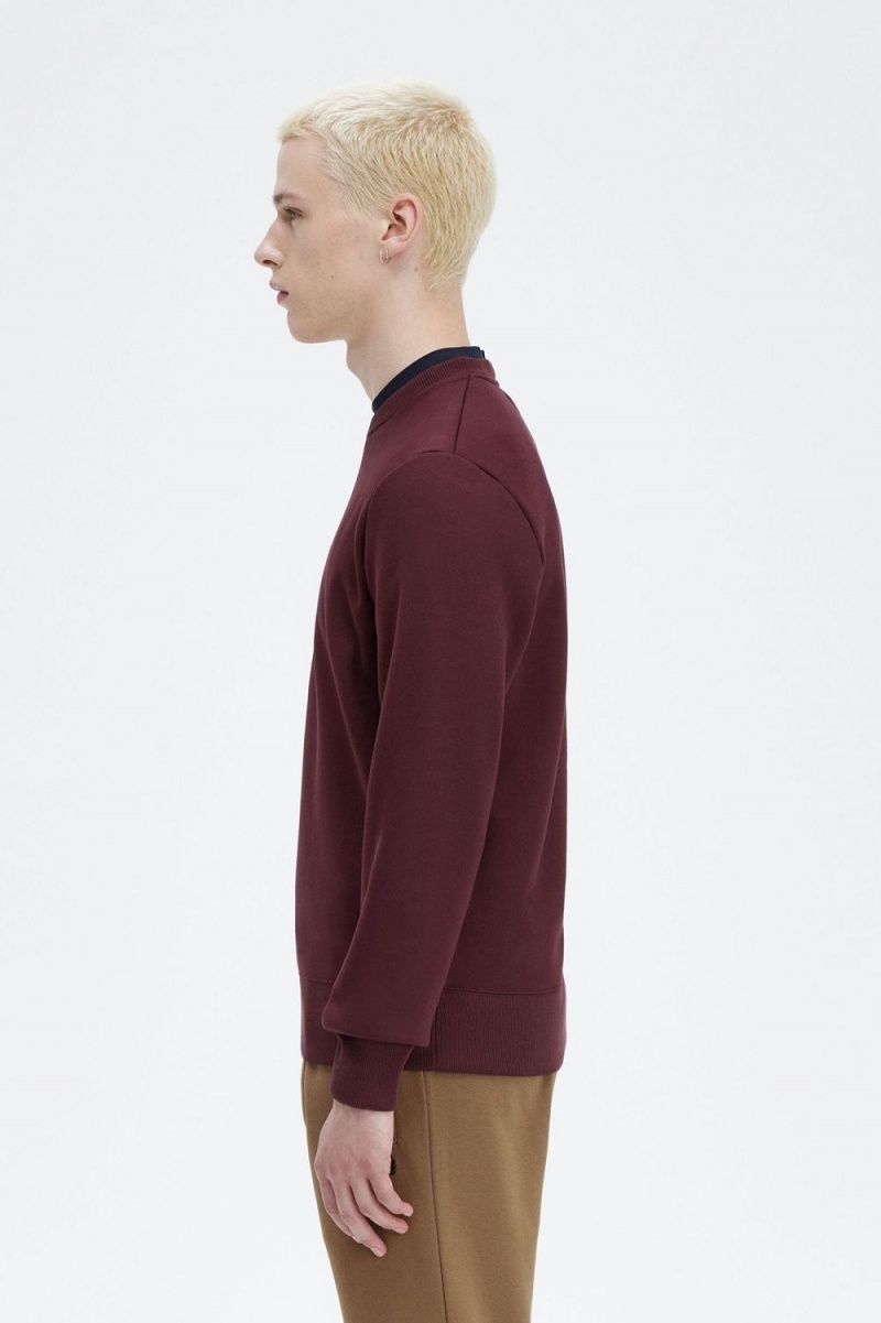 Fred Perry Embroidered Men's Sweatshirts Oxblood | WHYEU4318