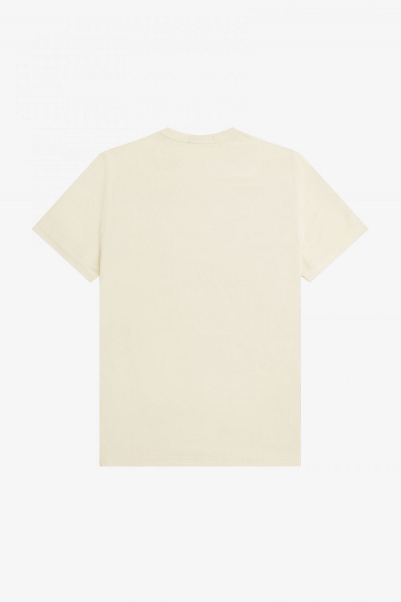 Fred Perry Embroidered Men's T-Shirt Beige | CUEJY1865