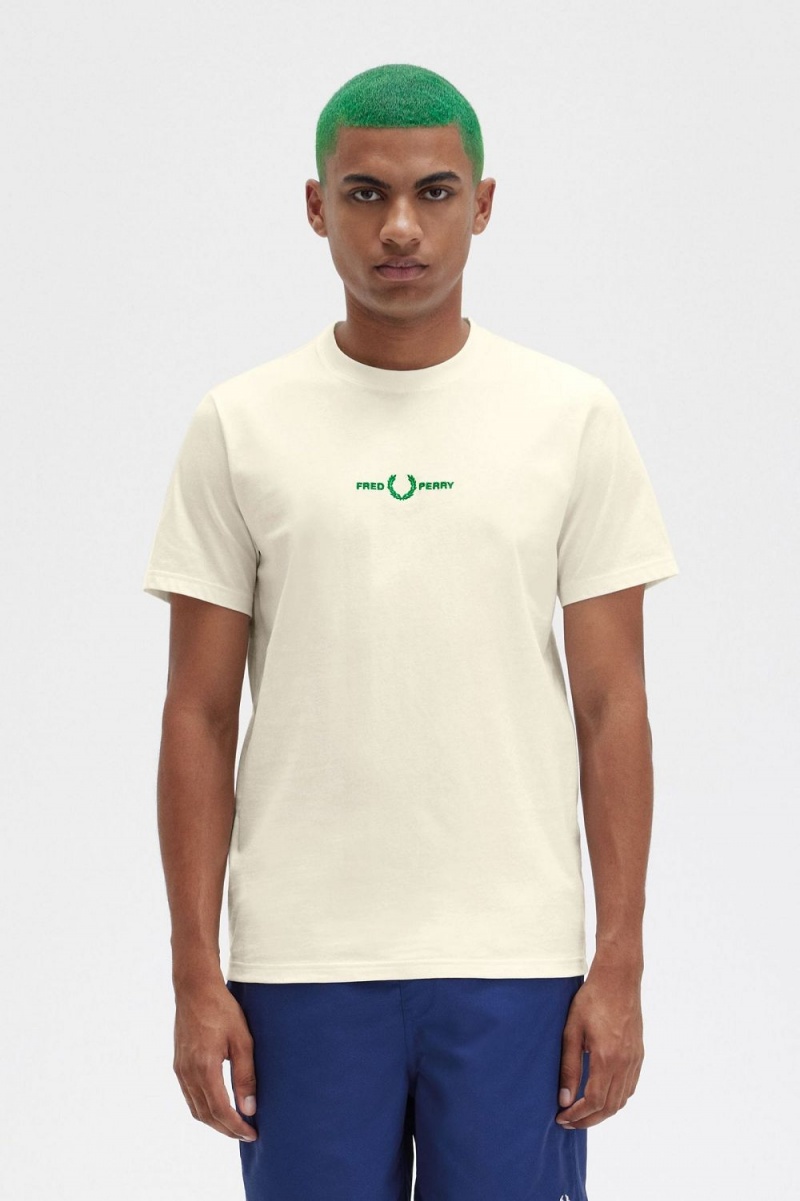 Fred Perry Embroidered Men\'s T-Shirt Beige | CUEJY1865