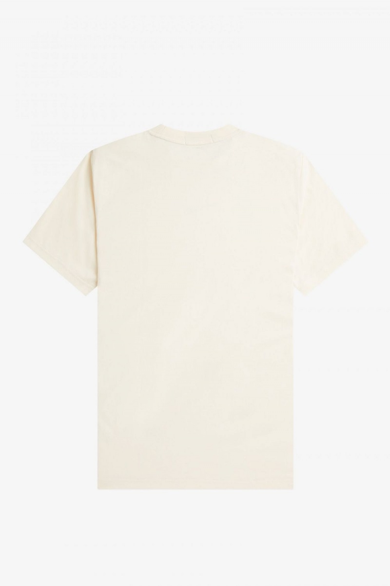 Fred Perry Embroidered Men's T-Shirt Beige | SJFQH8671