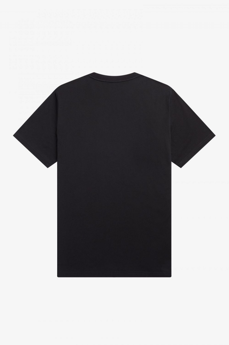 Fred Perry Embroidered Men's T-Shirt Black | EBKTV6532