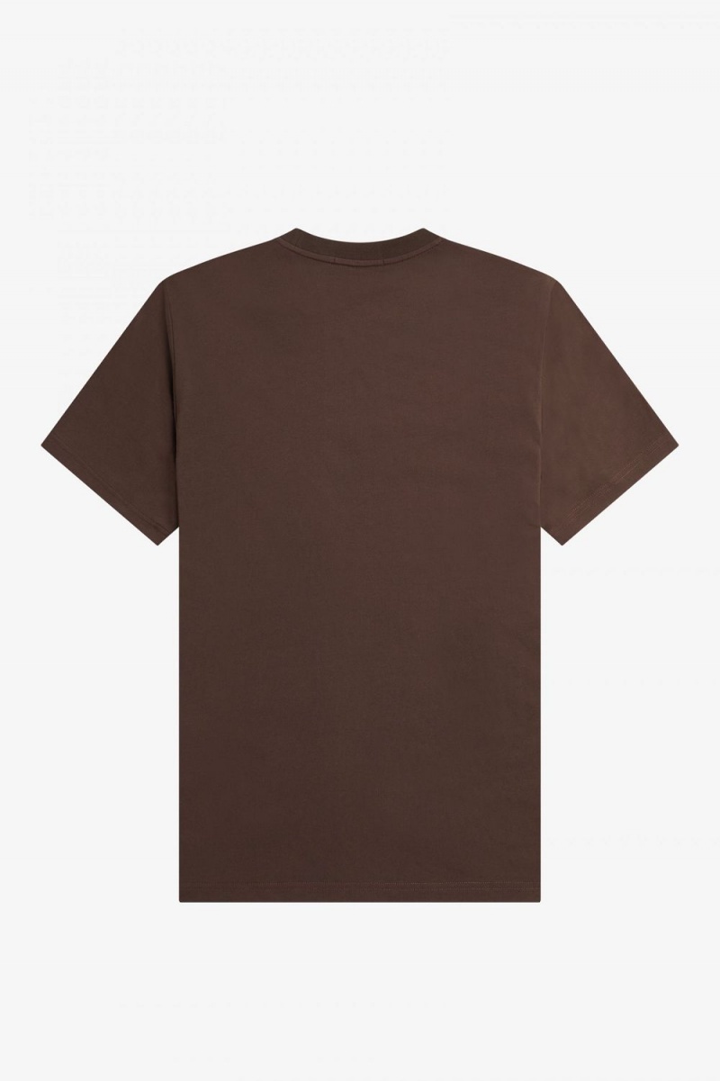 Fred Perry Embroidered Men's T-Shirt Burnt Tobacco | UOANI1842