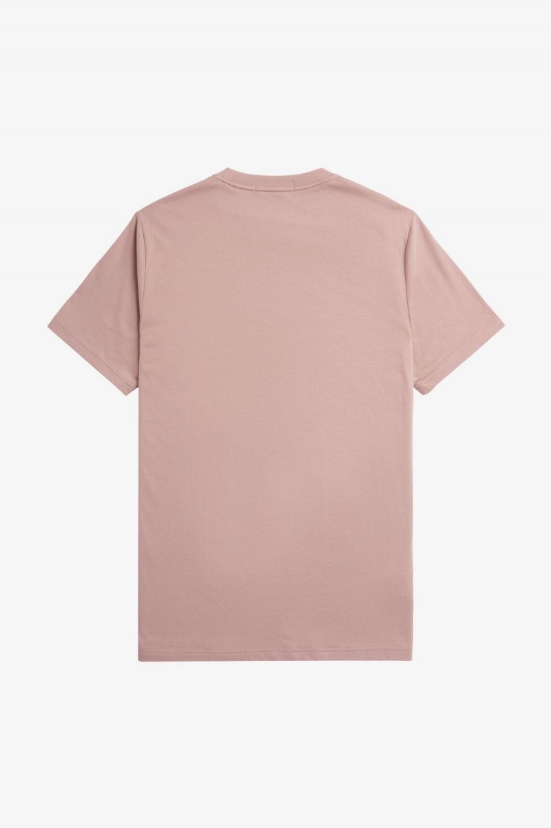 Fred Perry Embroidered Men's T-Shirt Dark Pink | UNFAH6514