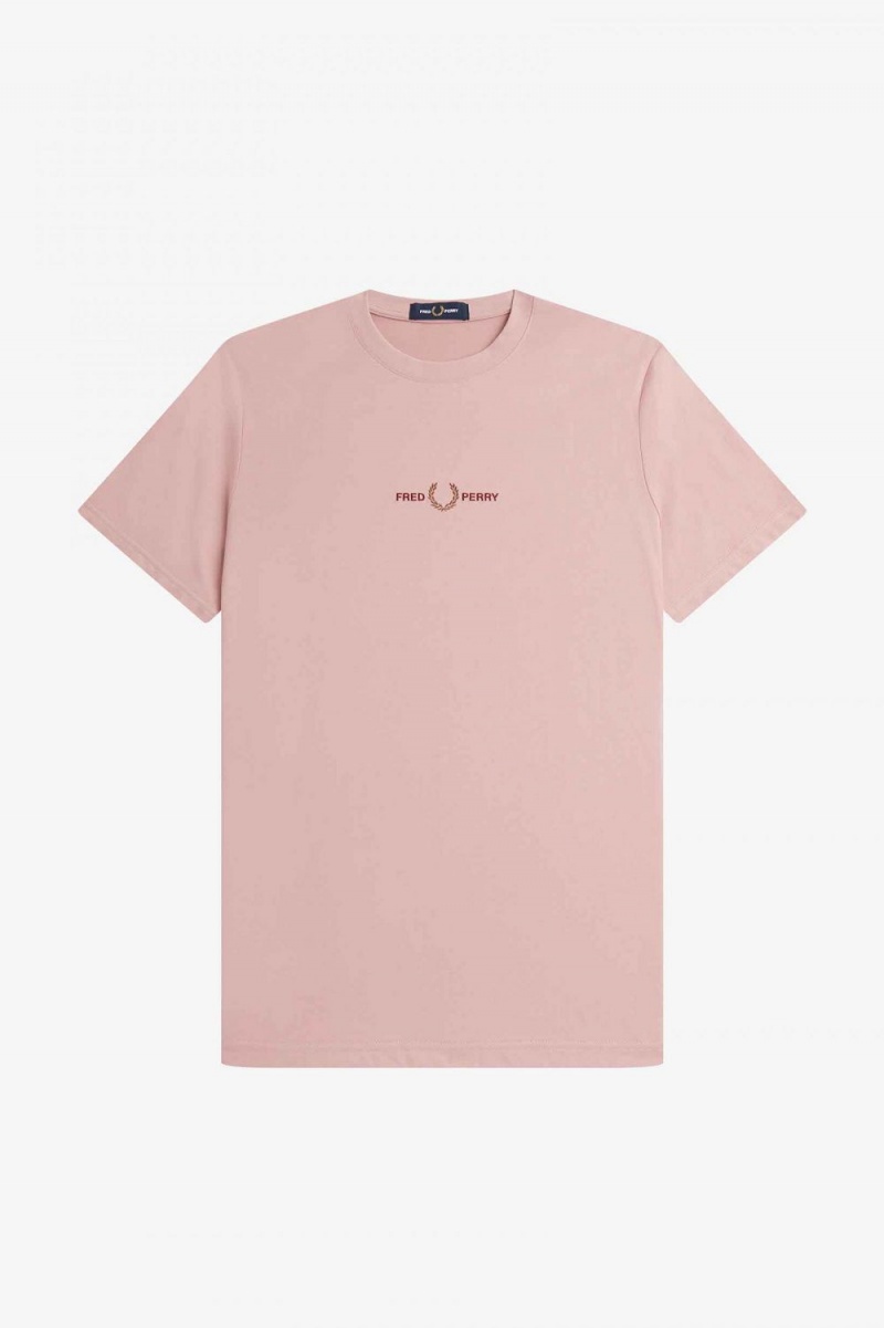 Fred Perry Embroidered Men's T-Shirt Dusty Rose Pink | JVMKX3597