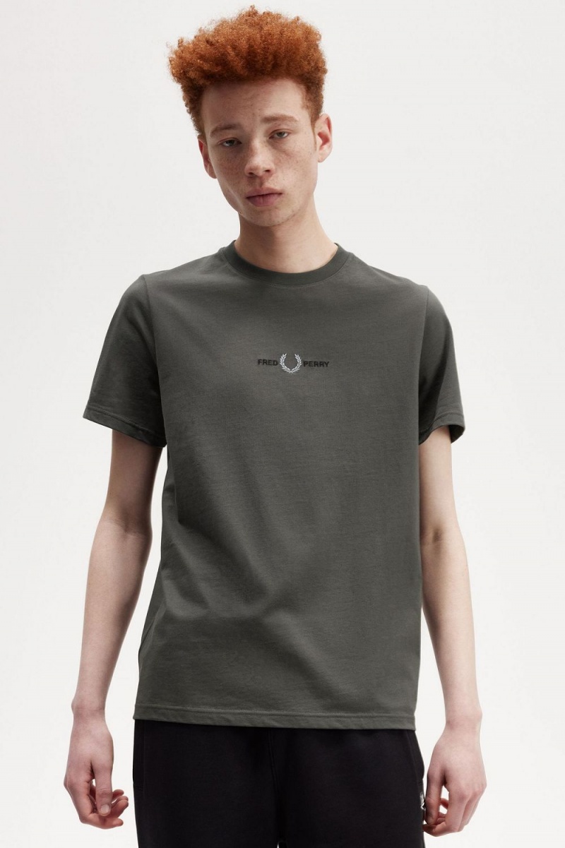 Fred Perry Embroidered Men's T-Shirt Field Green | IOPBY1930