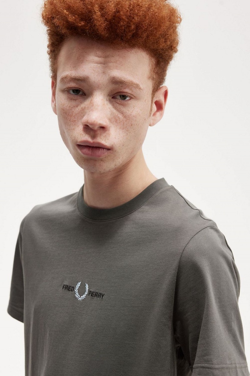 Fred Perry Embroidered Men's T-Shirt Field Green | IOPBY1930