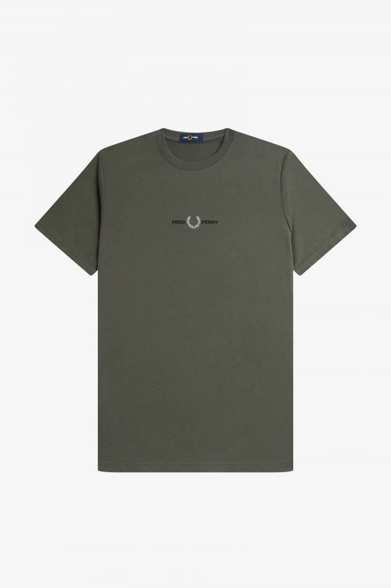 Fred Perry Embroidered Men's T-Shirt Field Green | IOPBY1930