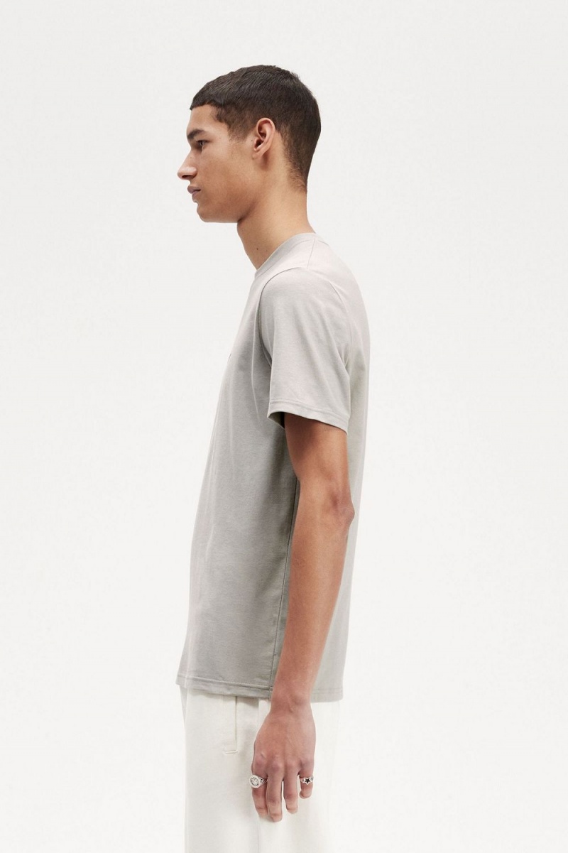 Fred Perry Embroidered Men's T-Shirt Grey | DWAMX4210