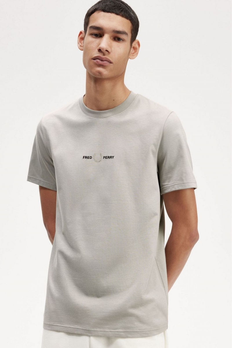 Fred Perry Embroidered Men's T-Shirt Grey | DWAMX4210