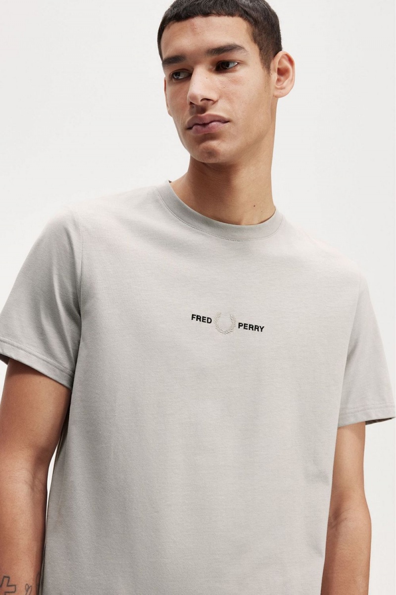 Fred Perry Embroidered Men's T-Shirt Grey | DWAMX4210