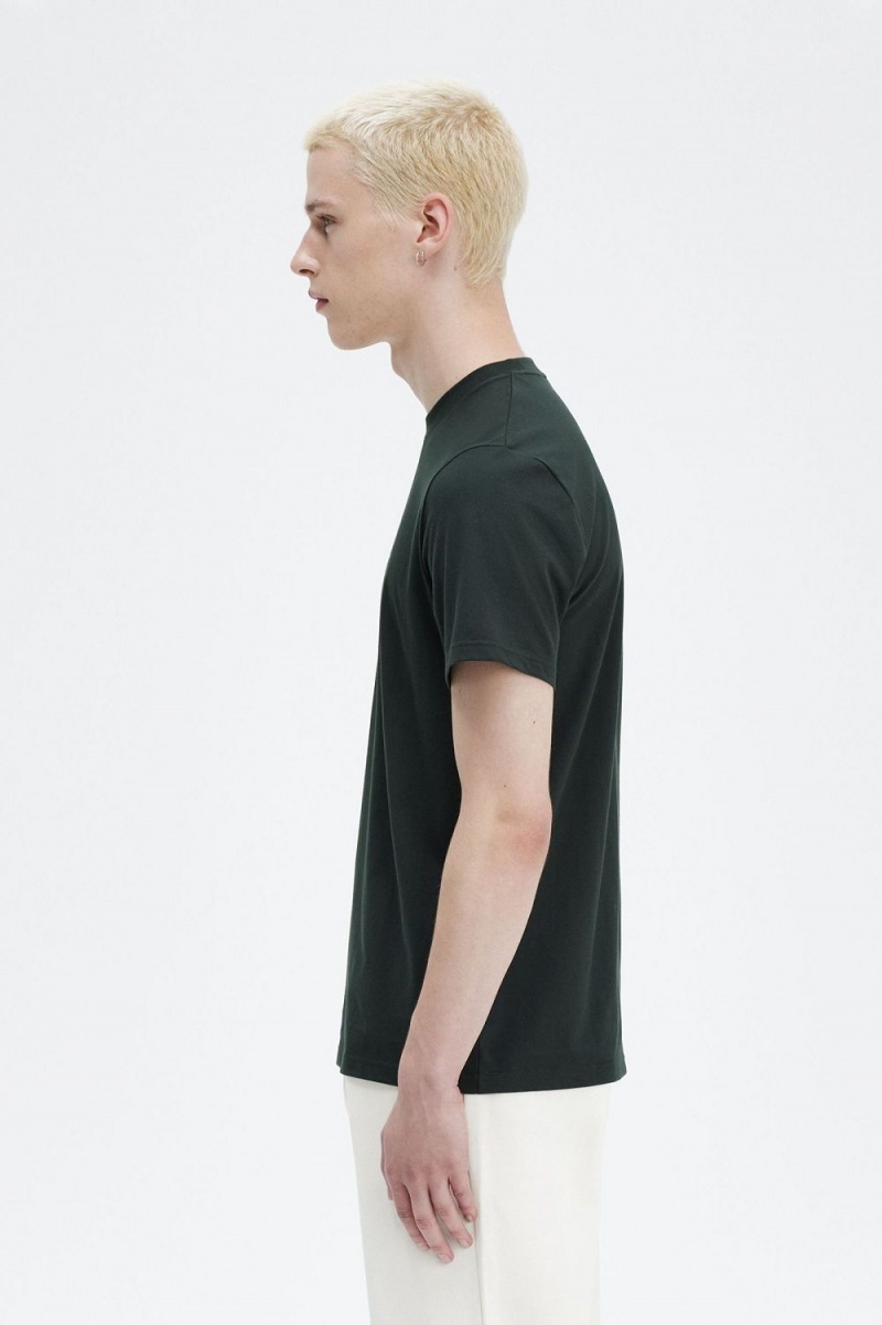 Fred Perry Embroidered Men's T-Shirt Night Green | EMAQO3091