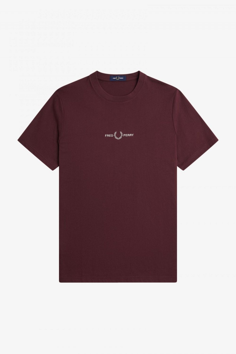 Fred Perry Embroidered Men's T-Shirt Oxblood | YGWQU0587