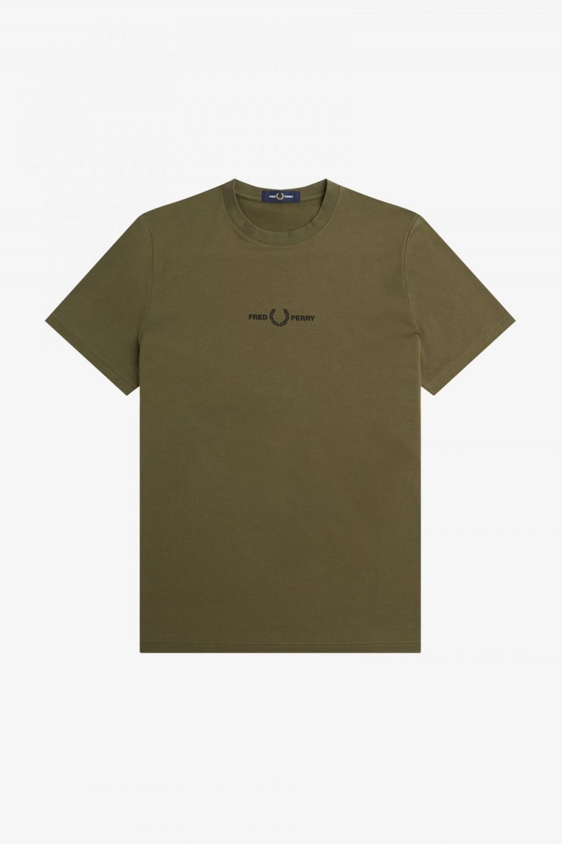 Fred Perry Embroidered Men's T-Shirt Uniform Green | TNVJK6245