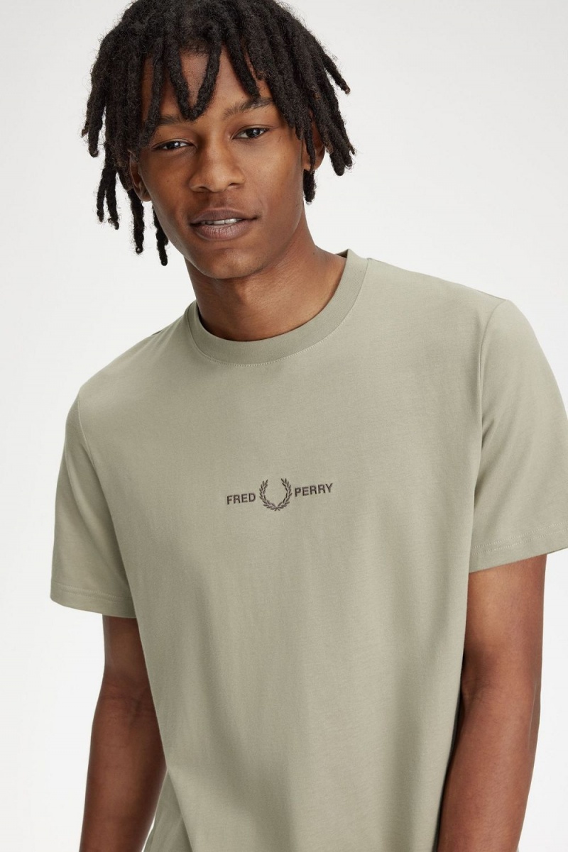 Fred Perry Embroidered Men's T-Shirt Warm Grey | UZCGA4318