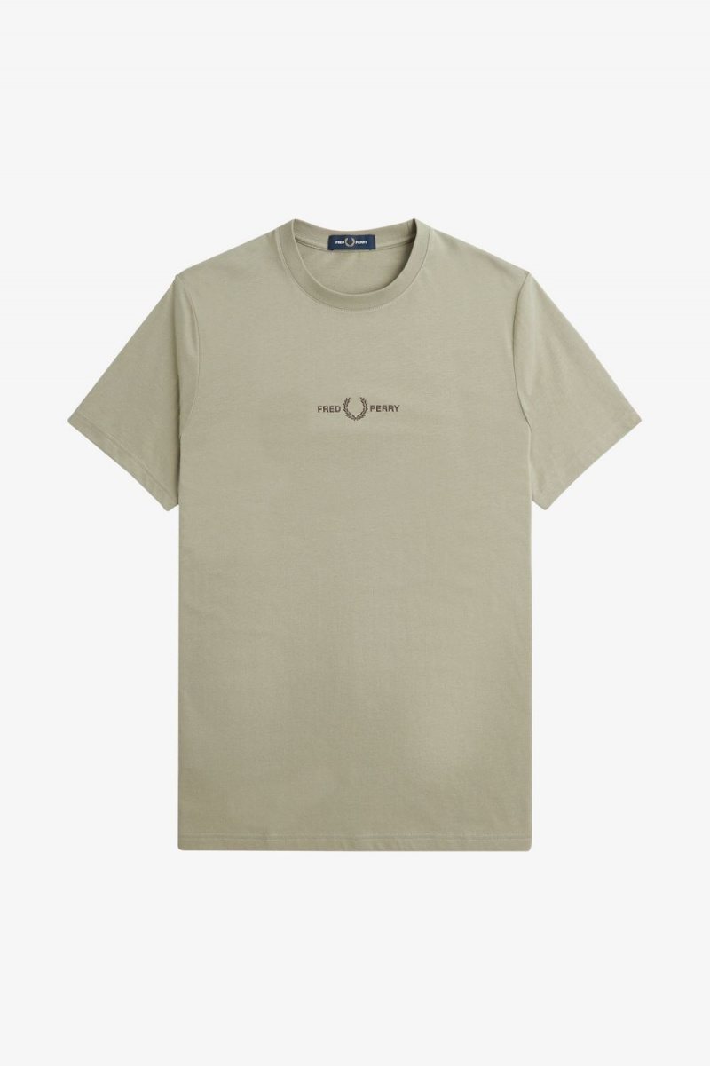 Fred Perry Embroidered Men's T-Shirt Warm Grey | UZCGA4318