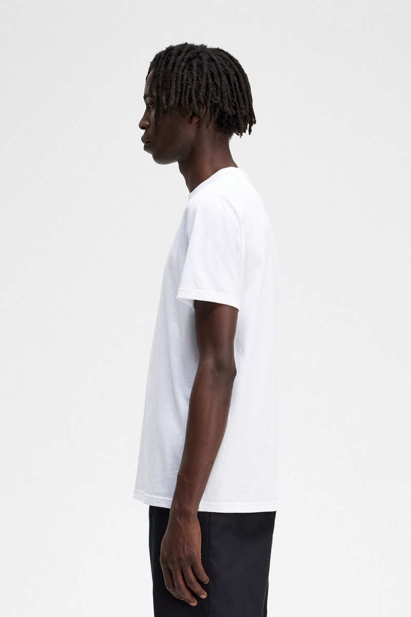 Fred Perry Embroidered Men's T-Shirt White | UODEJ4026