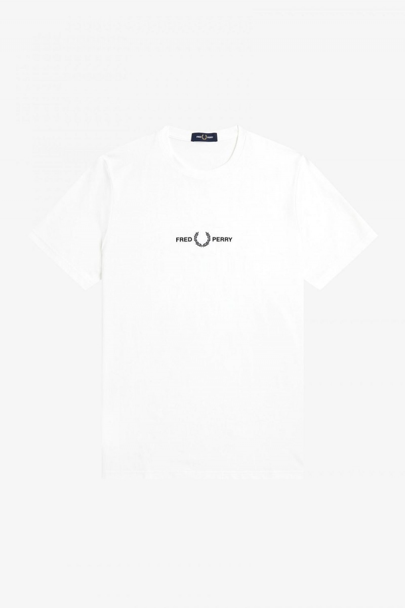 Fred Perry Embroidered Men's T-Shirt White | UODEJ4026