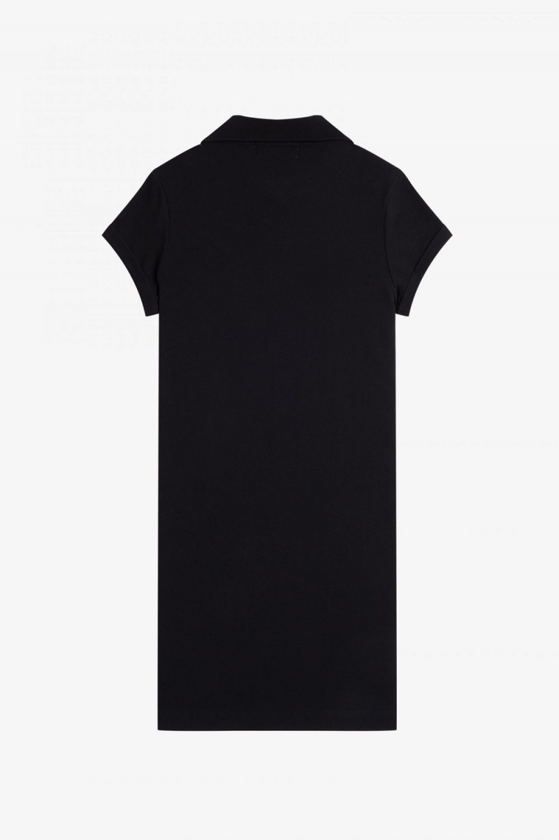 Fred Perry Embroidered Piqué Women's Dress Black | SJZMY1659