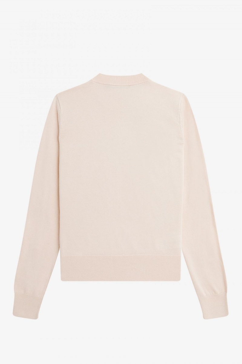 Fred Perry Embroidered Women's Jumper Milky Pink | EQFJM4193