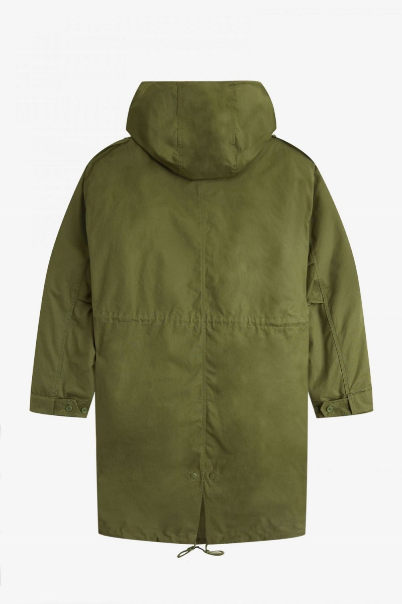 Fred Perry Faux Fur Lined Men's Parka Parka Green | UFOHL1593