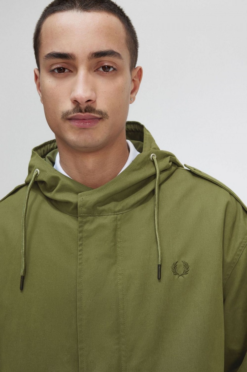 Fred Perry Faux Fur Lined Men's Parka Parka Green | UFOHL1593