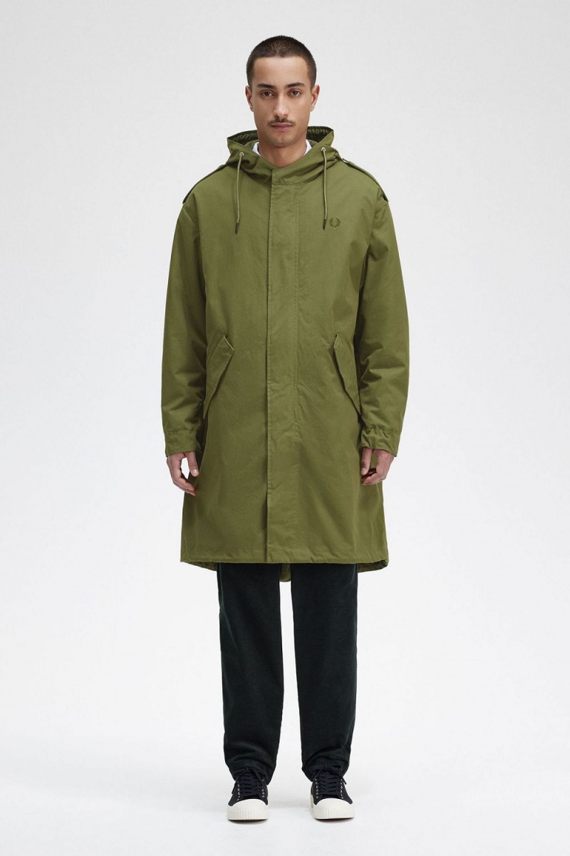 Fred Perry Faux Fur Lined Men\'s Parka Parka Green | UFOHL1593