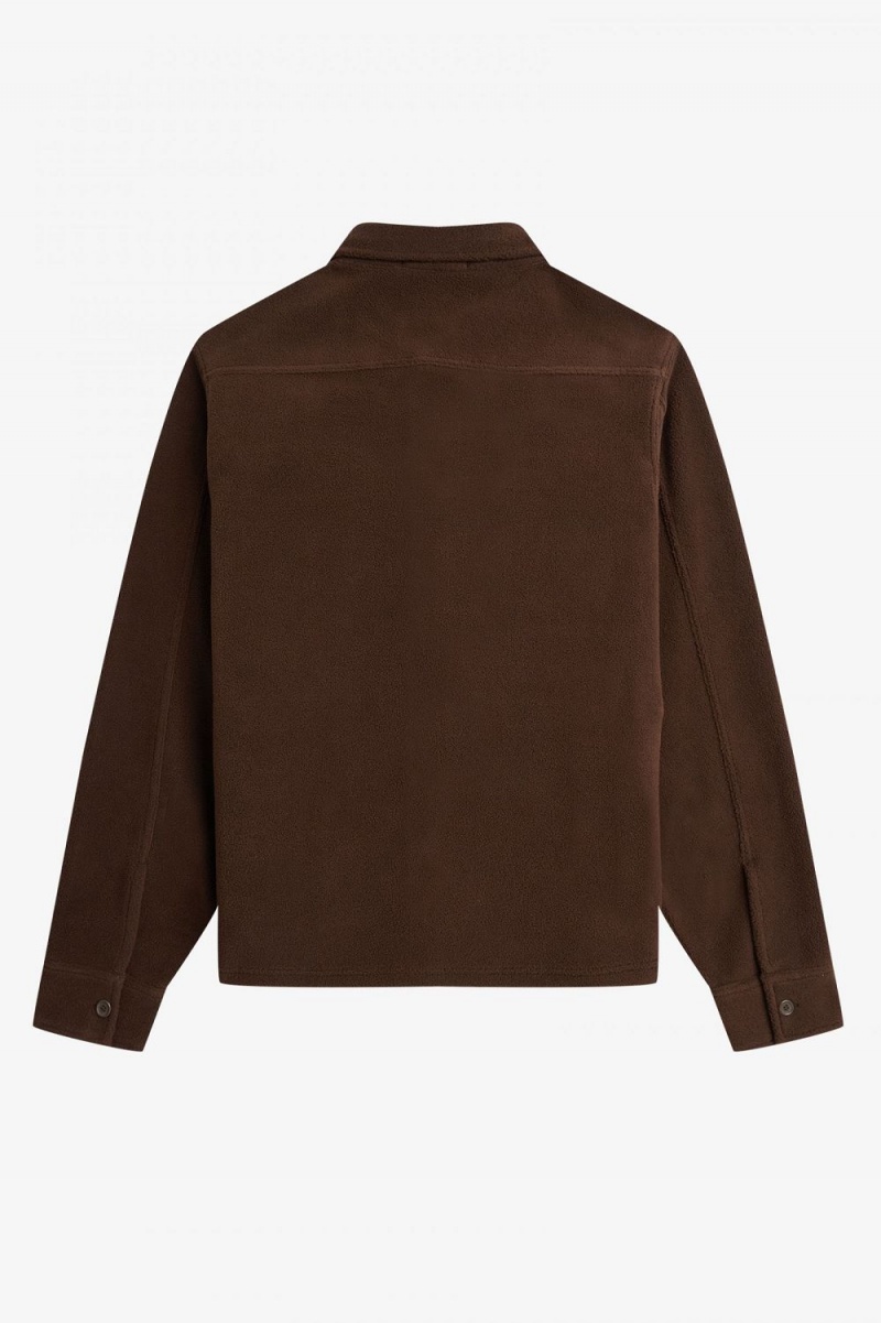 Fred Perry Fleece Men's Shirt Burnt Tobacco | EWHIY4265