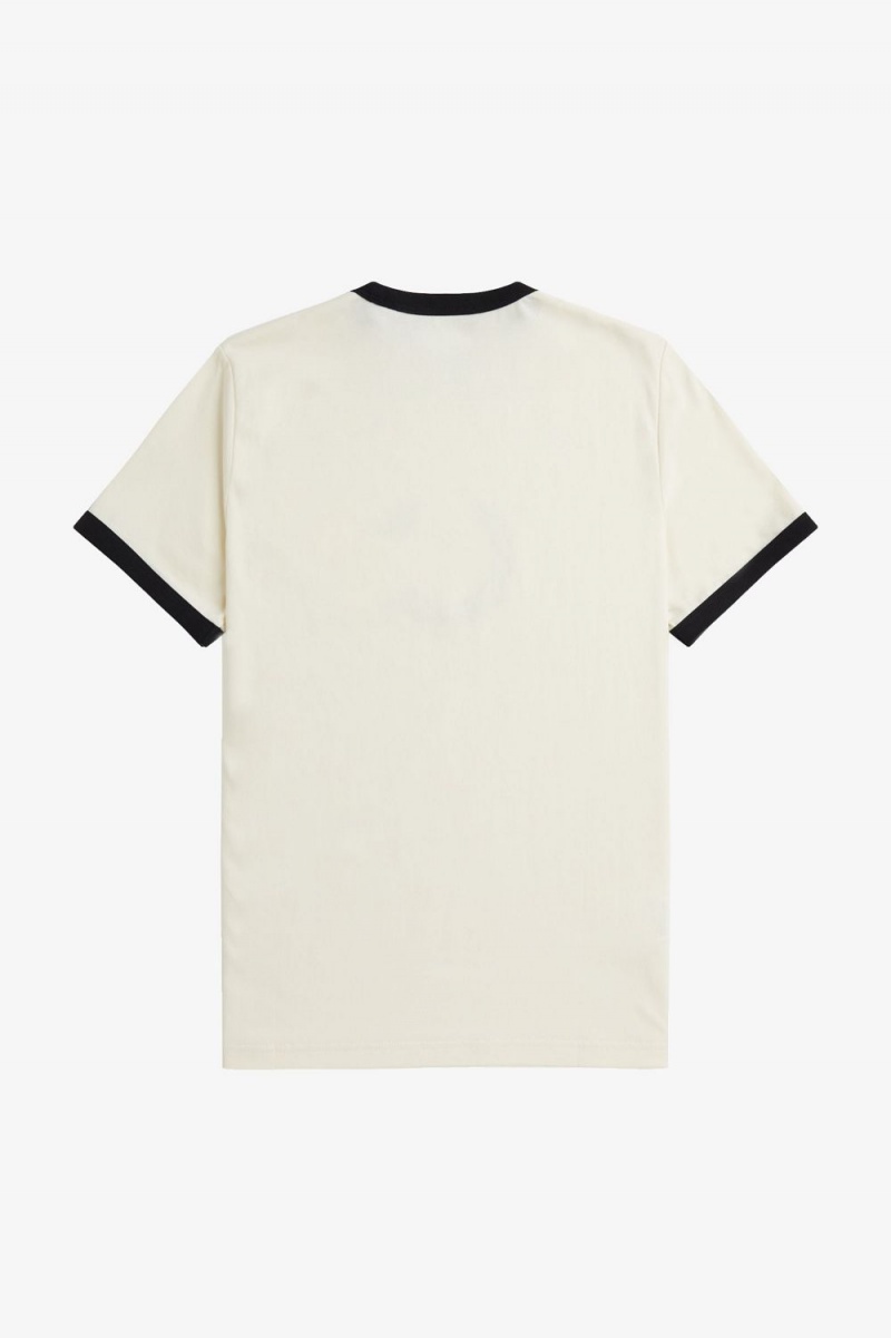 Fred Perry Flocked Laurel Wreath Women's T-Shirt Beige | JQPES0943