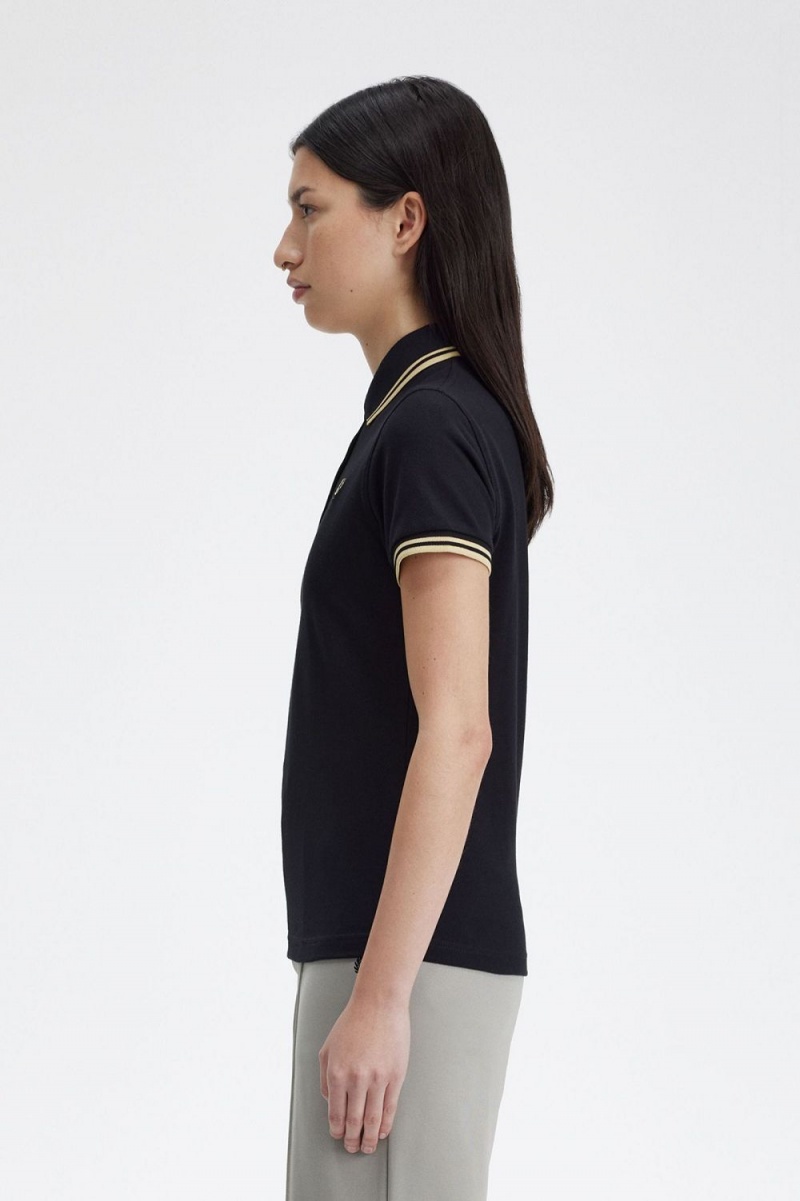 Fred Perry G12 Women's Shirt Black Champagne | UIZGX2768