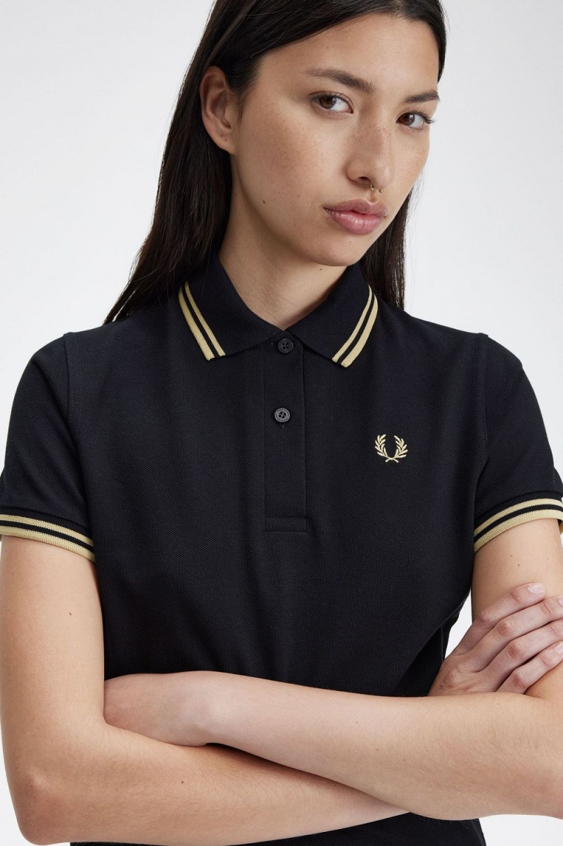 Fred Perry G12 Women's Shirt Black Champagne | UIZGX2768