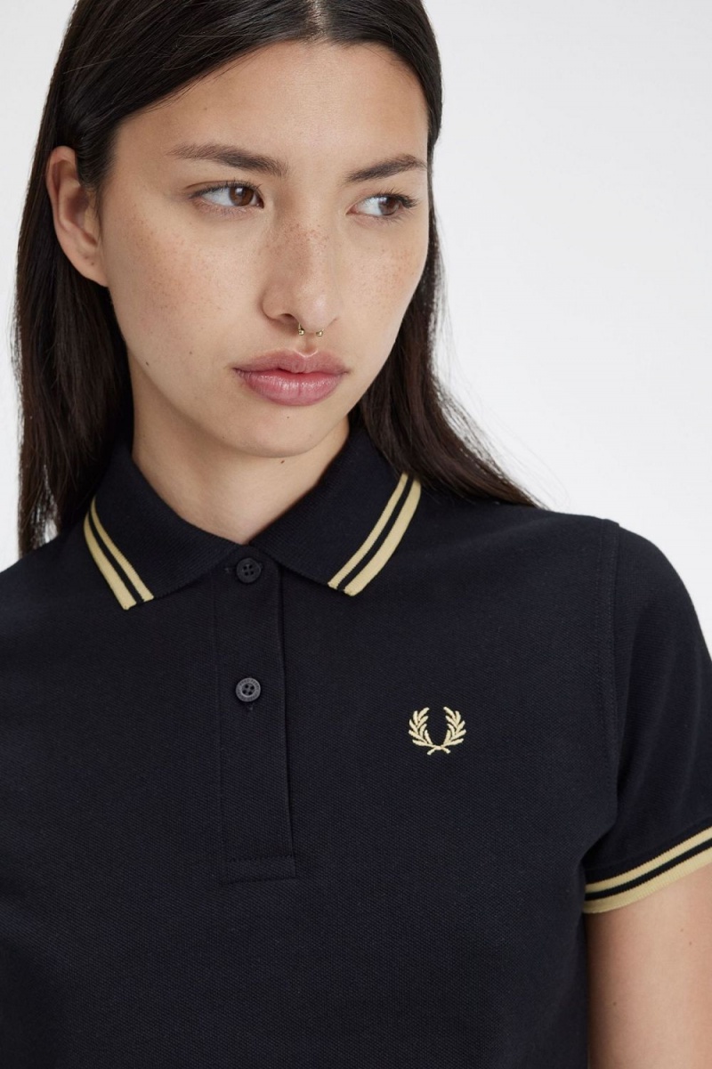 Fred Perry G12 Women's Shirt Black Champagne | UIZGX2768