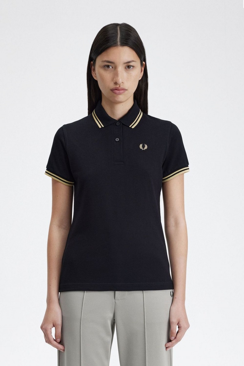 Fred Perry G12 Women\'s Shirt Black Champagne | UIZGX2768