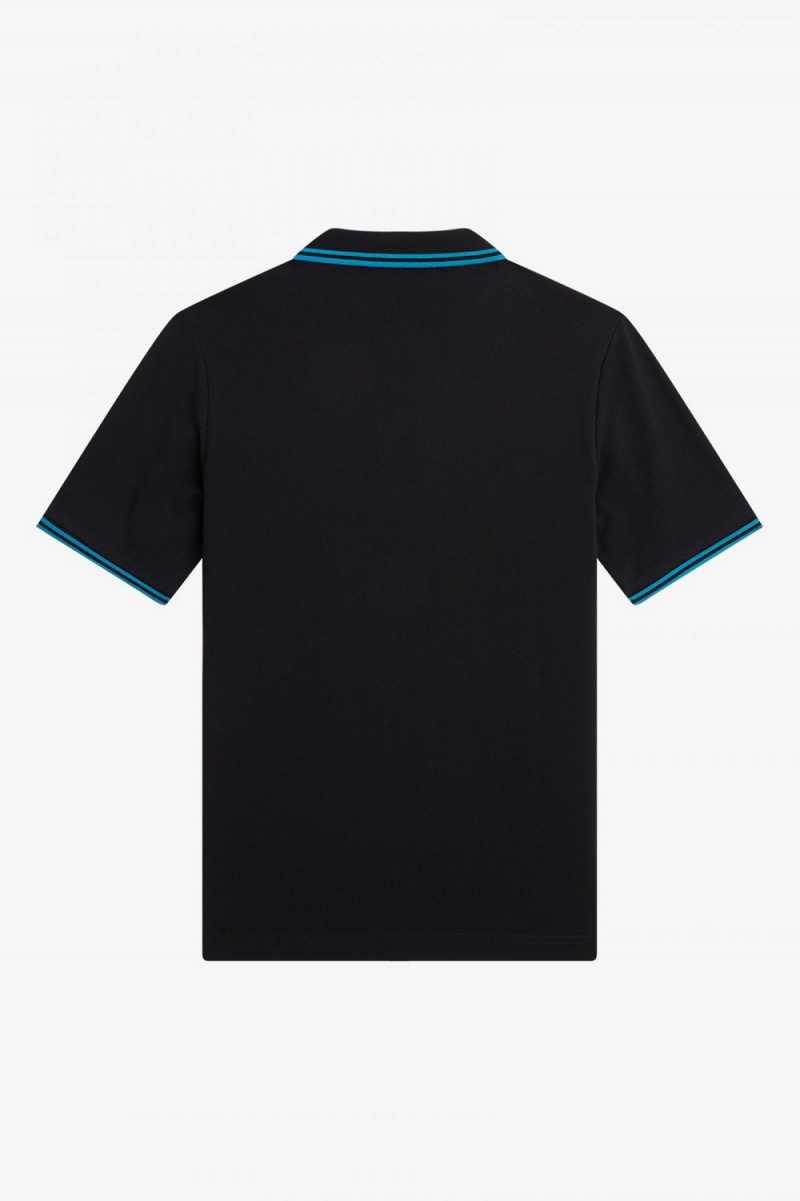 Fred Perry G3600 Women's Shirt Black Cyber Blue Cyber Blue | HRPEO4650