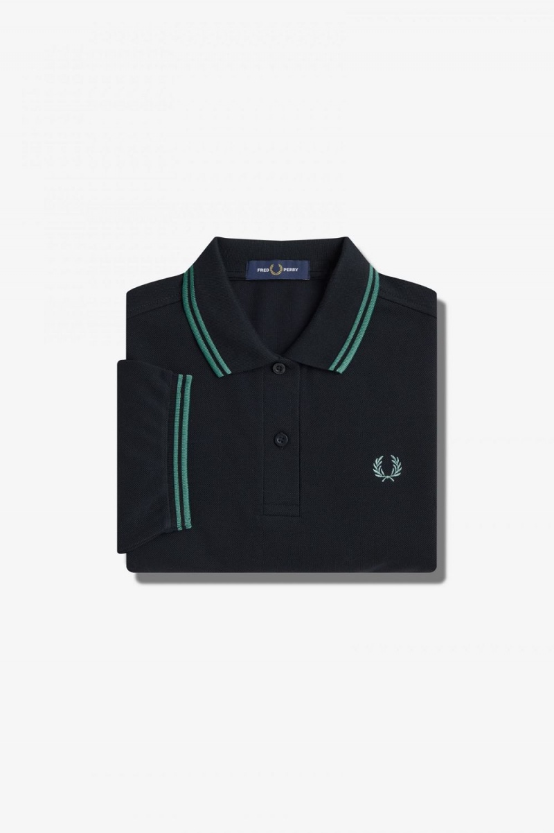 Fred Perry G3600 Women's Shirt Black Deep Mint Deep Mint | LETRY3750