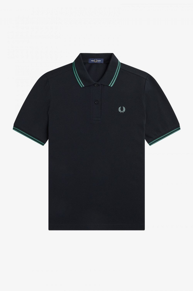 Fred Perry G3600 Women's Shirt Black Deep Mint Deep Mint | LETRY3750