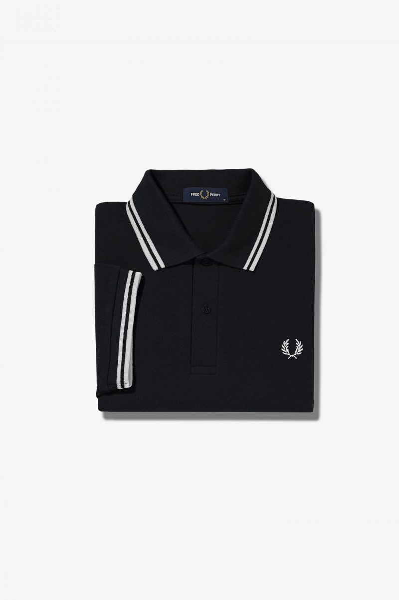 Fred Perry G3600 Women's Shirt Black White | SEHZU7460