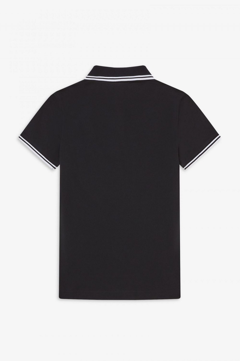 Fred Perry G3600 Women's Shirt Black White | SEHZU7460