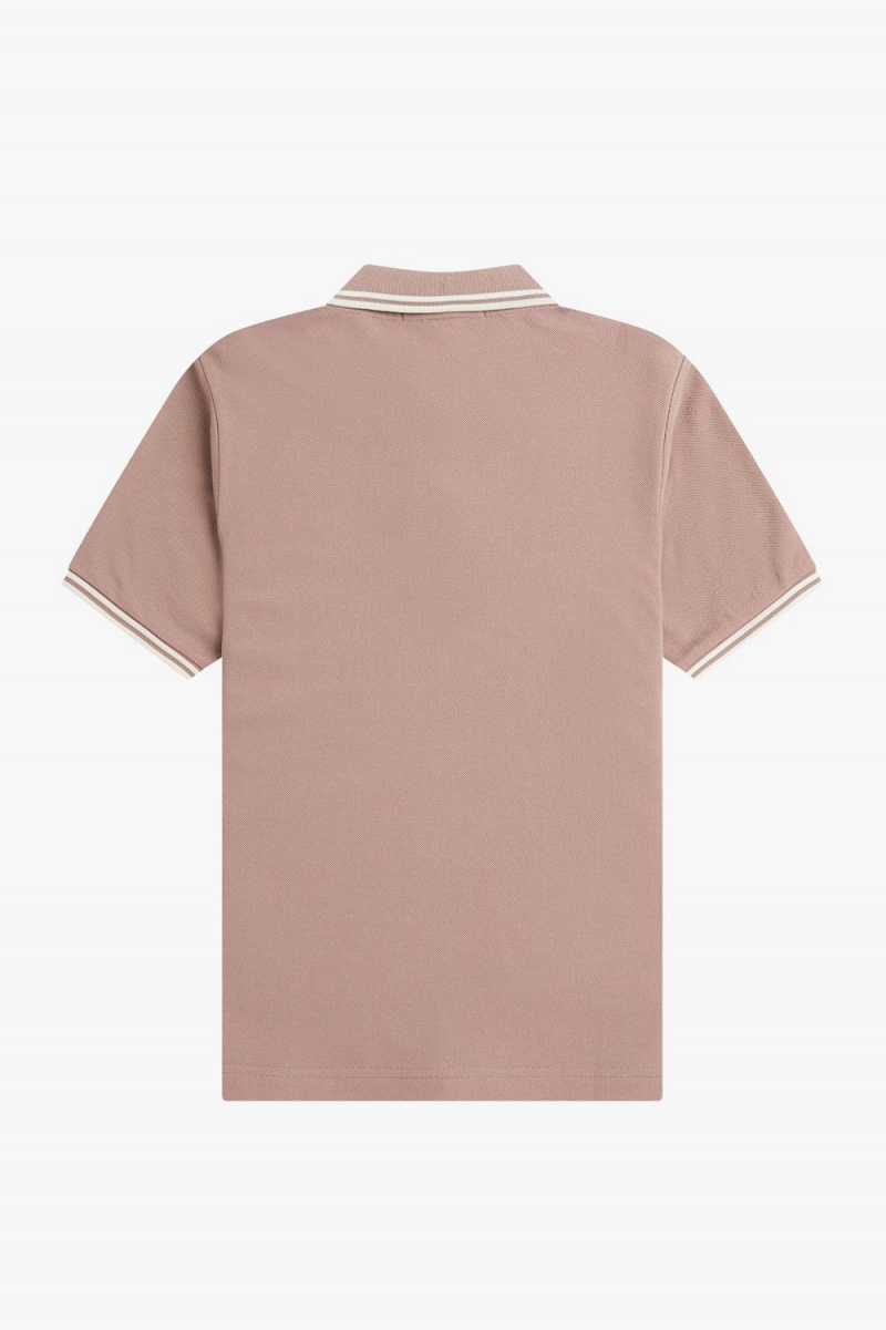 Fred Perry G3600 Women's Shirt Dark Pink Beige | CDYMT9431