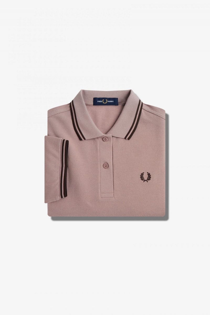 Fred Perry G3600 Women's Shirt Dark Pink Burnt Tobacco | LEYKP8341