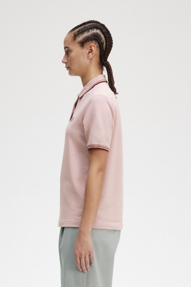 Fred Perry G3600 Women's Shirt Dusty Rose Pink Brown Oxblood | PRAFC2415